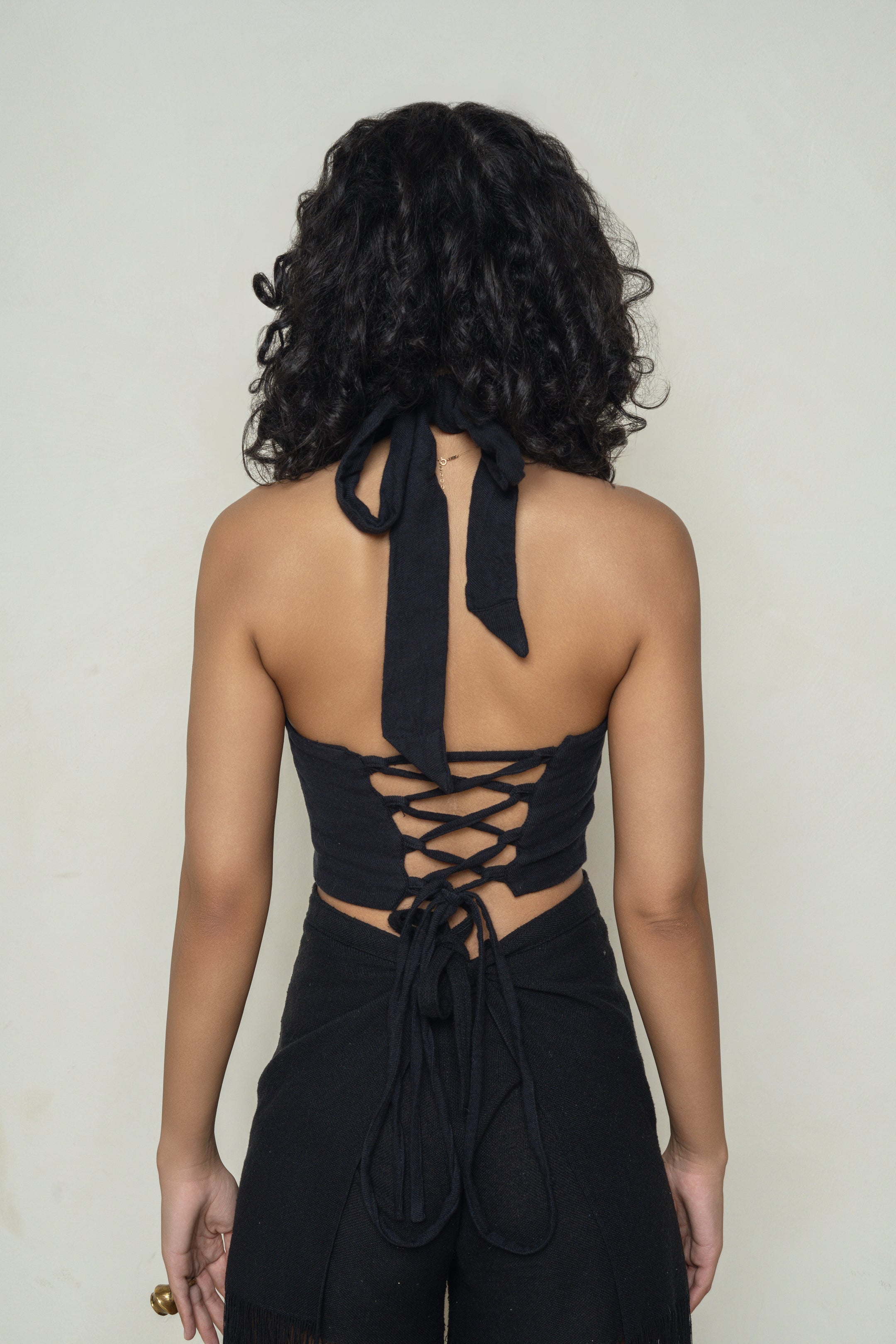 Halter Top | Black Cotton