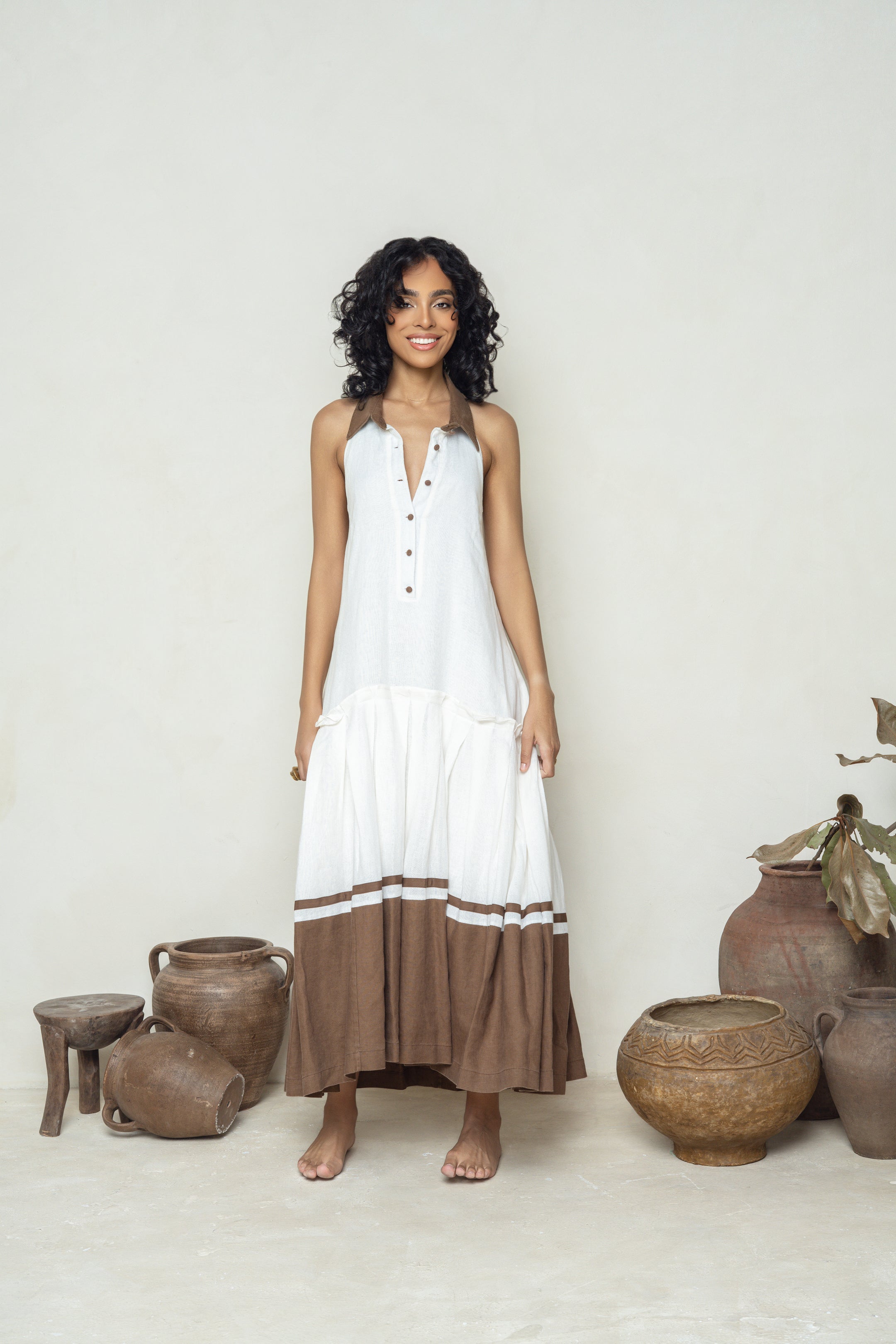 Jairo | Brown & White Dress