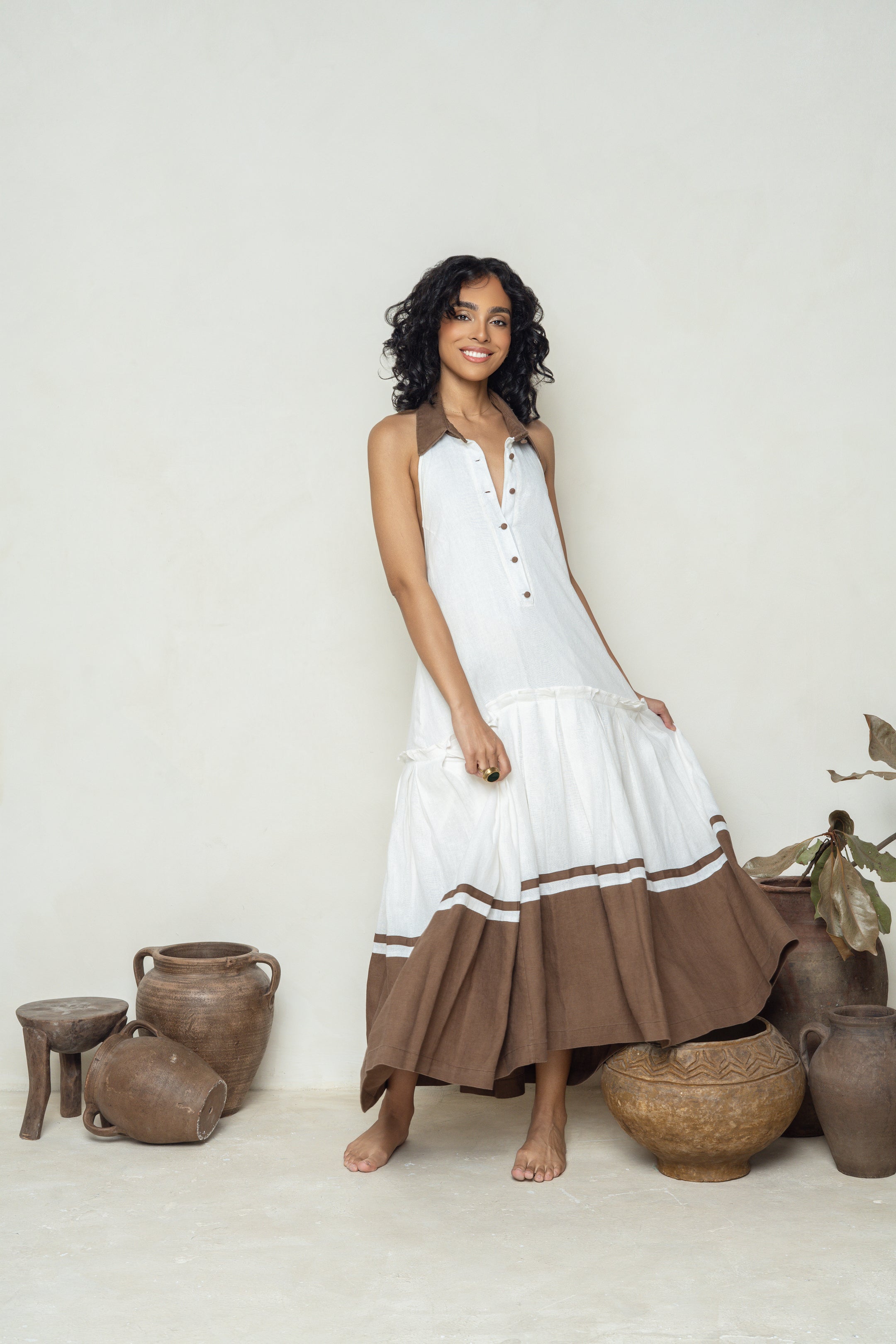 Jairo | Brown & White Dress