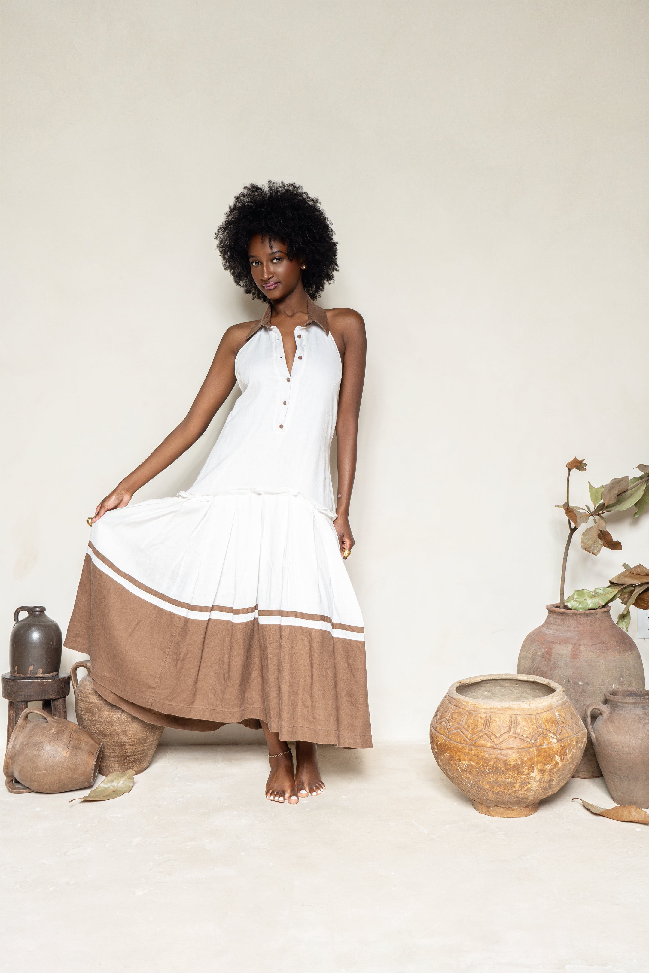 Jairo | Brown & White Dress